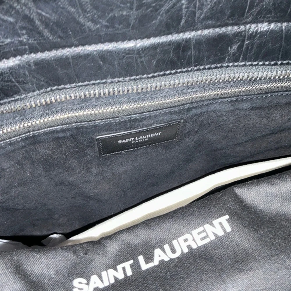 Saint Laurent Textured Croc Embossed Rive Gauche Authentic Bag